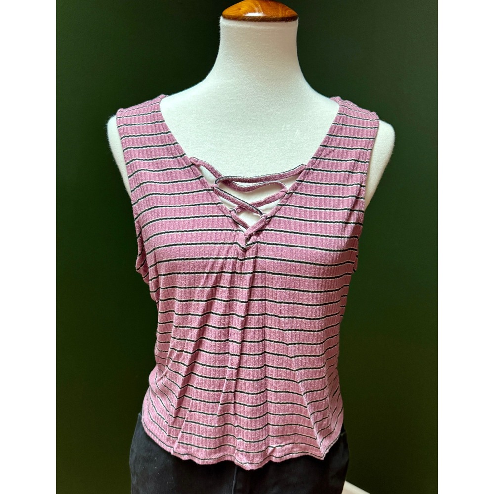 Y2K Mossimo Supply Co. Pink Striped Tank Women's XXL